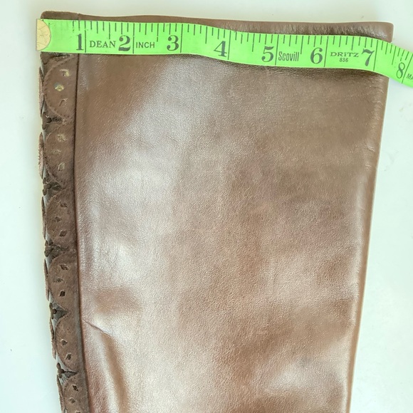 Leather boots Italian made tall boots mid calf slouchy boots brown leather boots - Picture 9 of 15